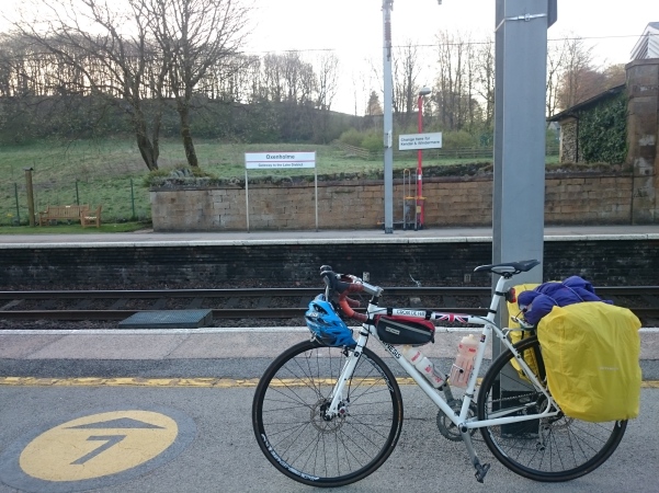 The fully loaded steed at Oxenholme train station at 645am - let the adventures commence!
